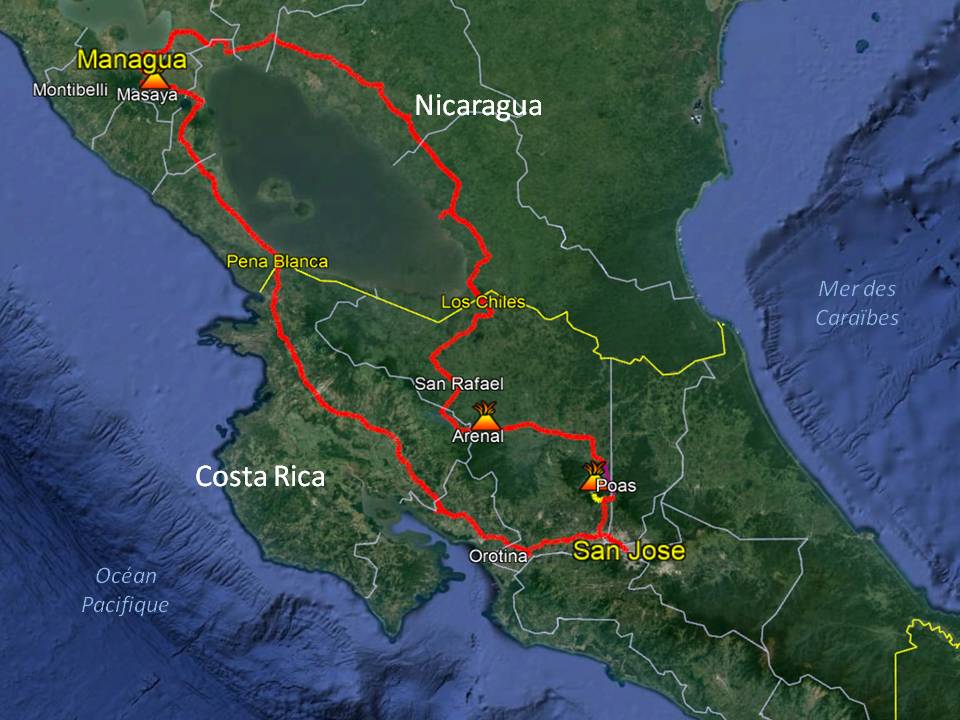 Carte Costa Rica Nicaragua